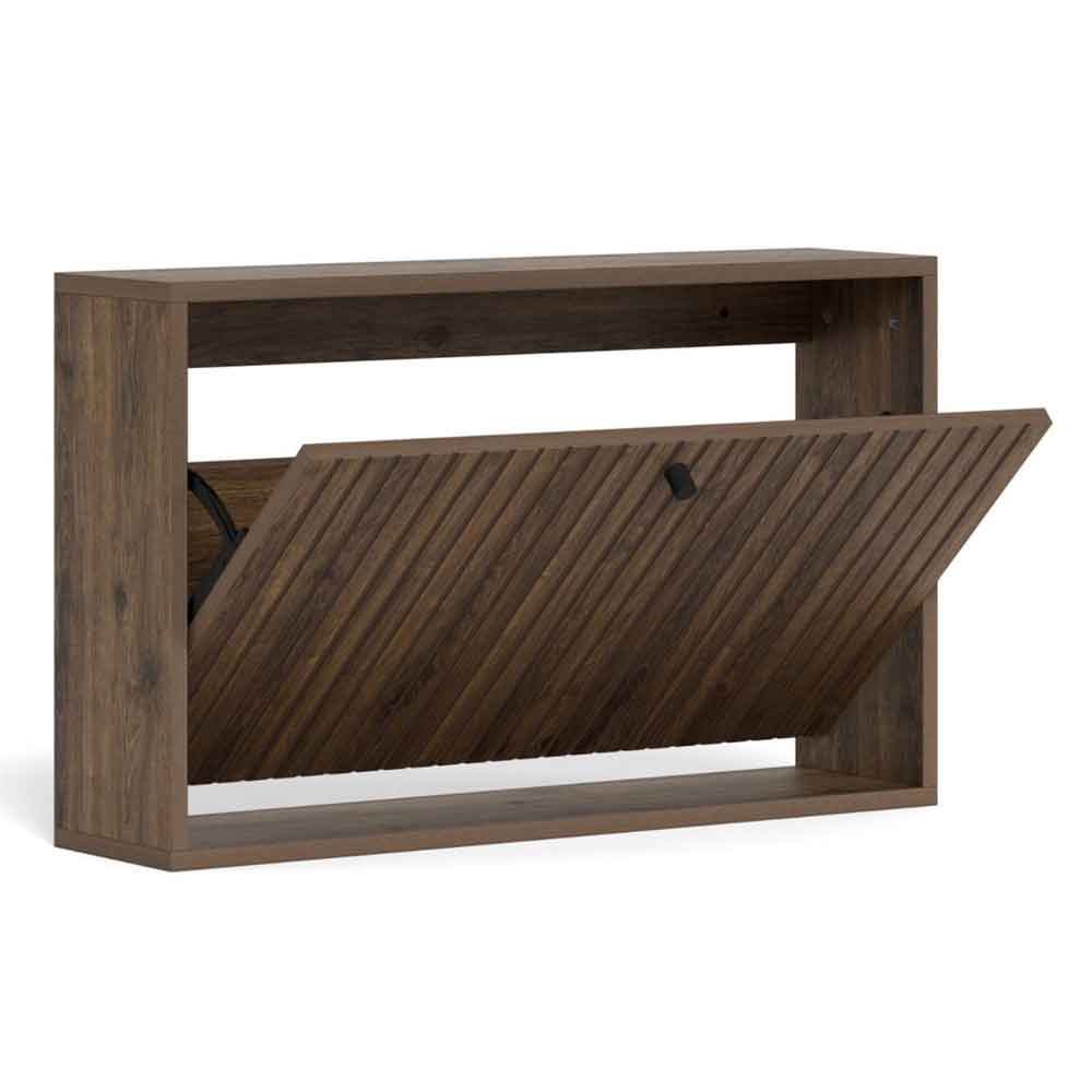 Abilene Wooden Wall Mounted Shoe Storage Cabinet in Smoked Oak