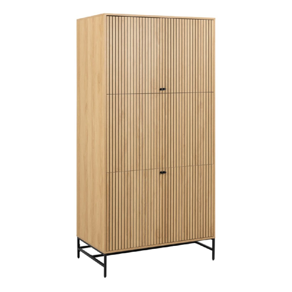 Abilene Wooden Wardrobe With 4 Doors In Oak And Black