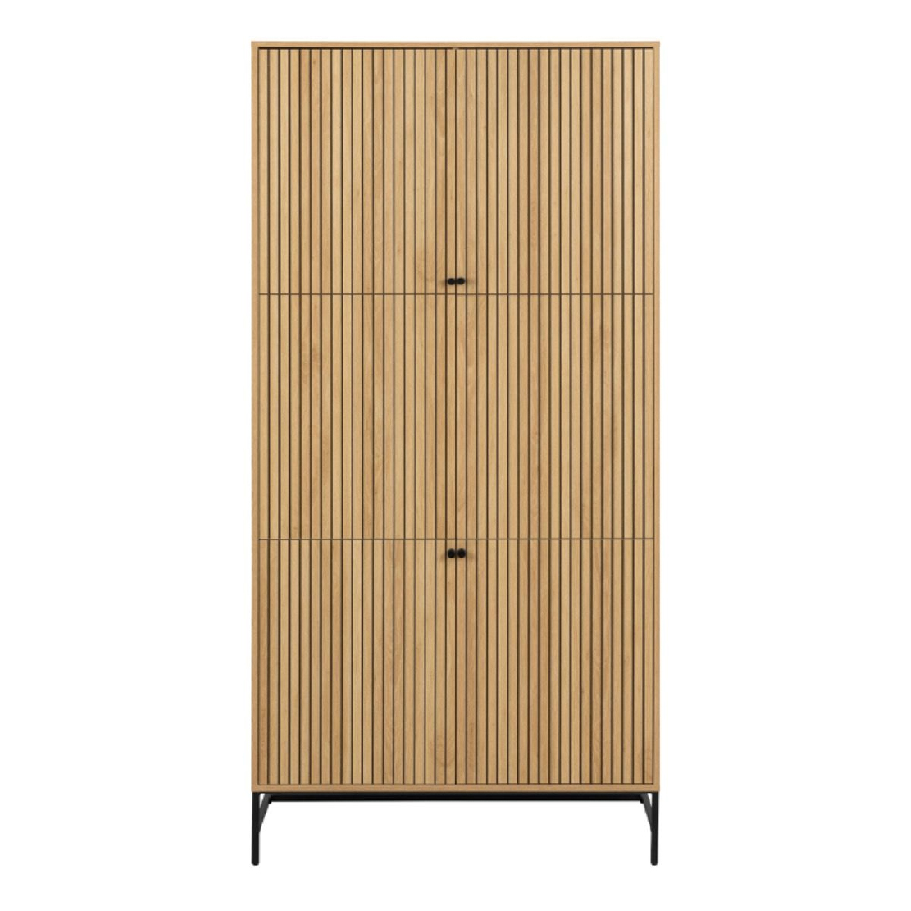 Abilene Wooden Wardrobe With 4 Doors In Oak And Black