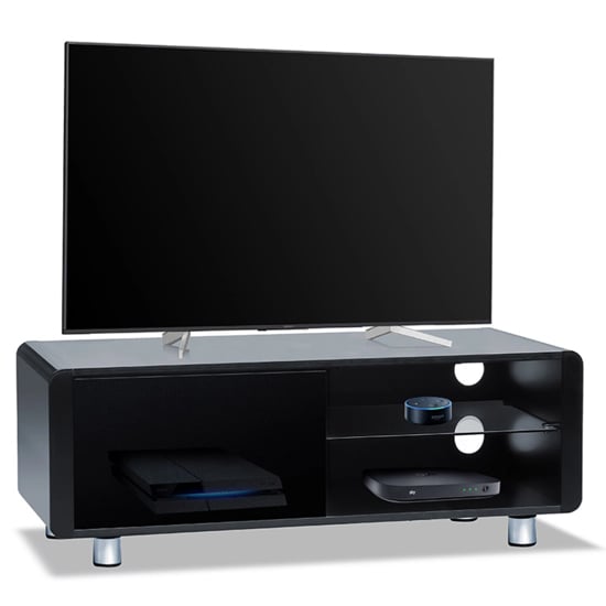Abbie High Gloss TV Stand With 2 Shelves In Black_1