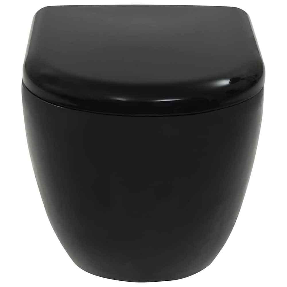 Abingdon Black Wall Hung Toilet Pack With White Flush Plate - Soft Close Seat