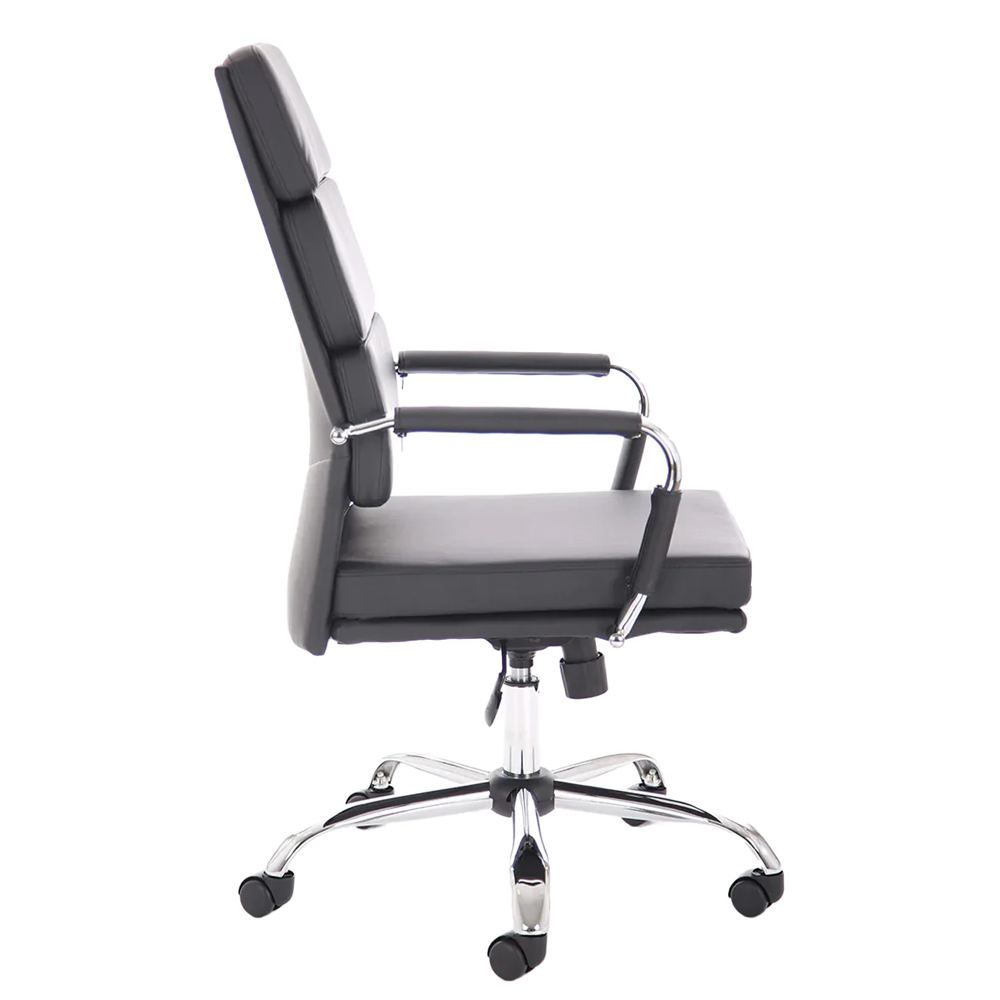 Abingdon Leather Office Chair With Chrome Arms In Black