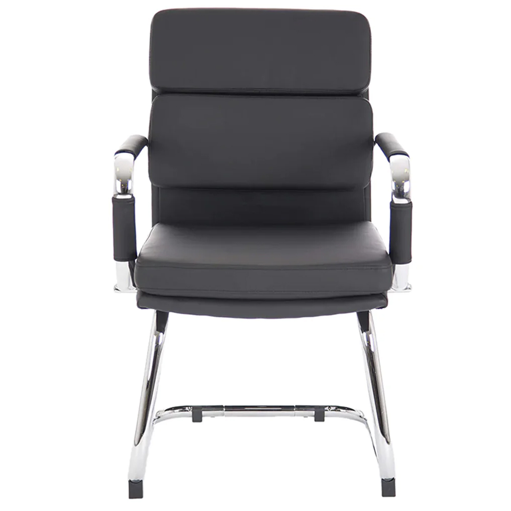 Abingdon Leather Office Chair With Chrome Legs In Black