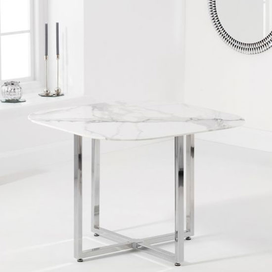 Abingdon Marble Effect Top Dining Table In White Sale