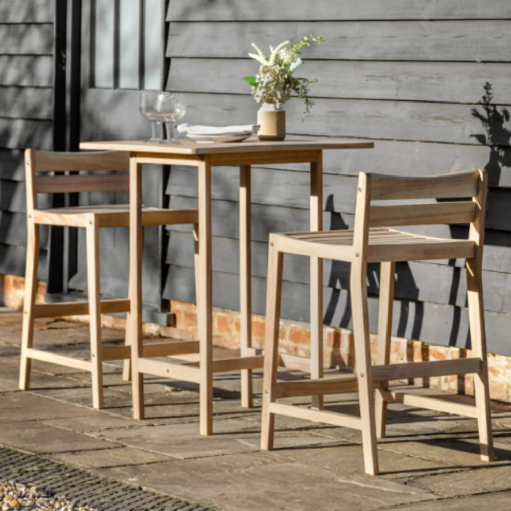 Abingdon Outdoor Wooden 3 Piece Bar Set In Natural