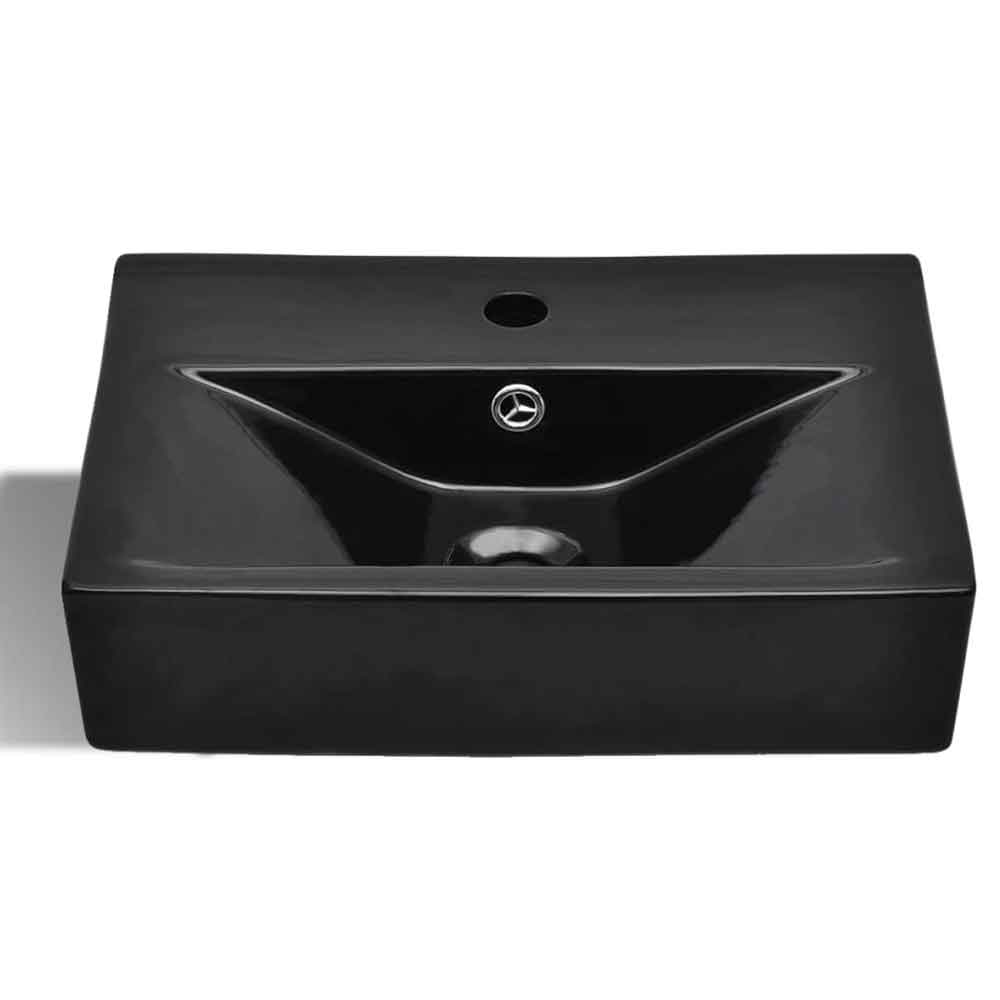 Abingdon Rectnagular Countertop Basin Without Waste 465mm Wide 1TH - Black