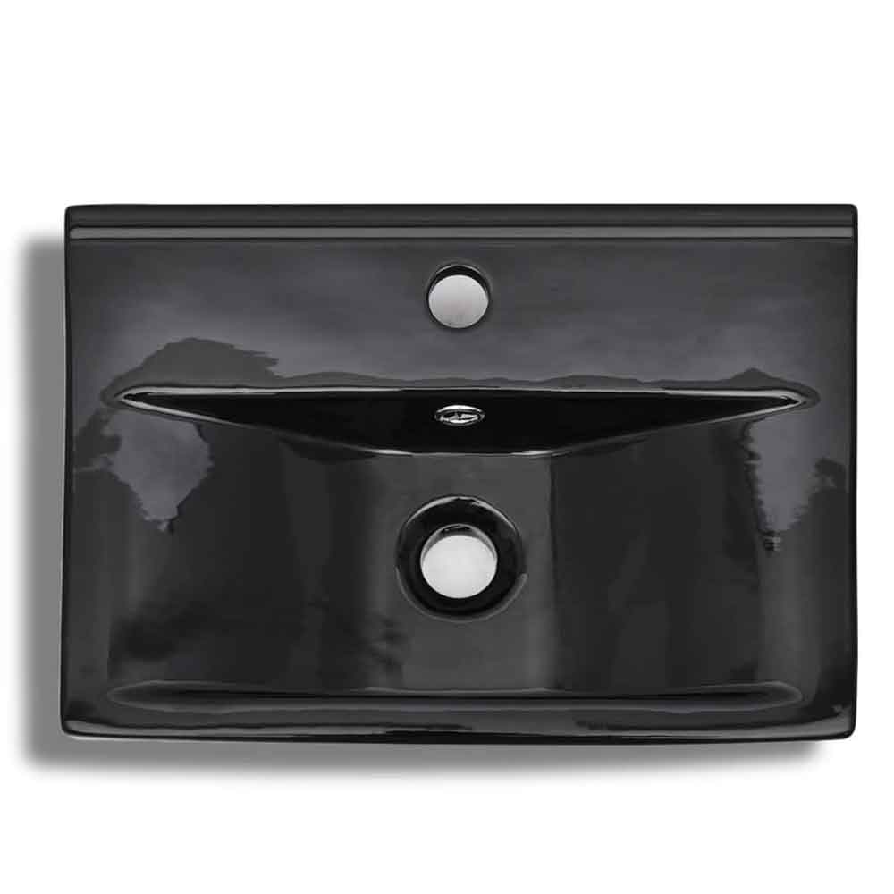 Abingdon Rectnagular Countertop Basin Without Waste 465mm Wide 1TH - Black