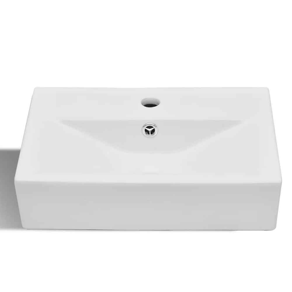 Abingdon Rectnagular Countertop Basin Without Waste 465mm Wide 1TH - White