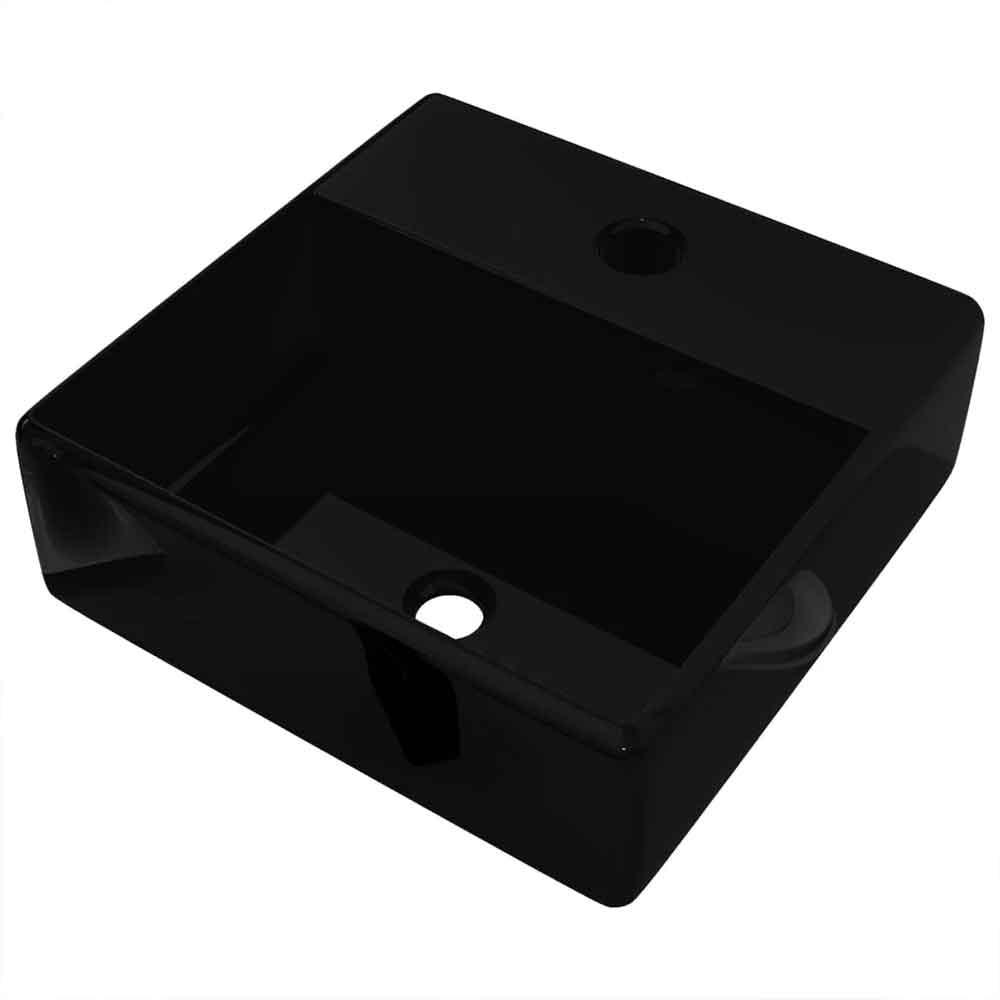 Abingdon Square Countertop Basin Without Waste 380mm Wide 1TH - Black