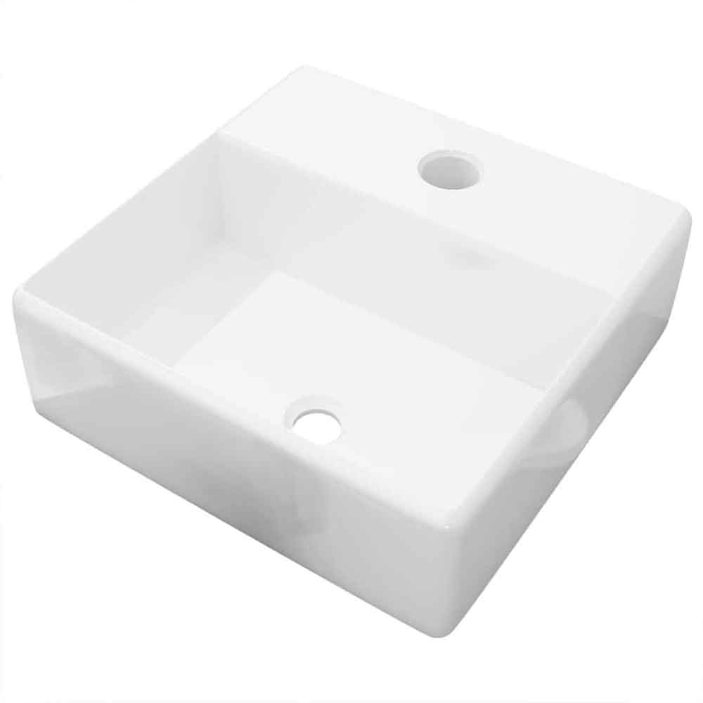 Abingdon Square Countertop Basin Without Waste 380mm Wide 1TH - White