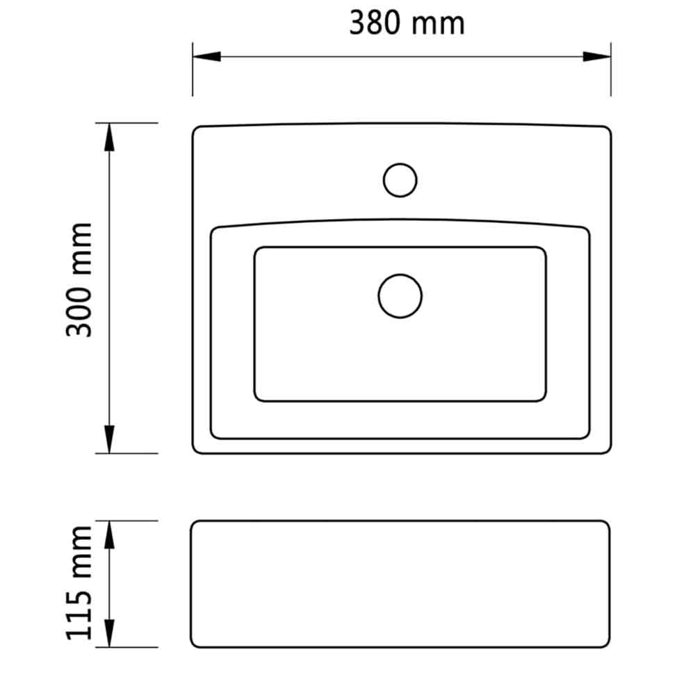 Abingdon Square Countertop Basin Without Waste 380mm Wide 1TH - White