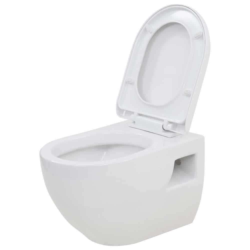Abingdon White Wall Hung Toilet Pack With Black Flush Plate - Soft Close Seat