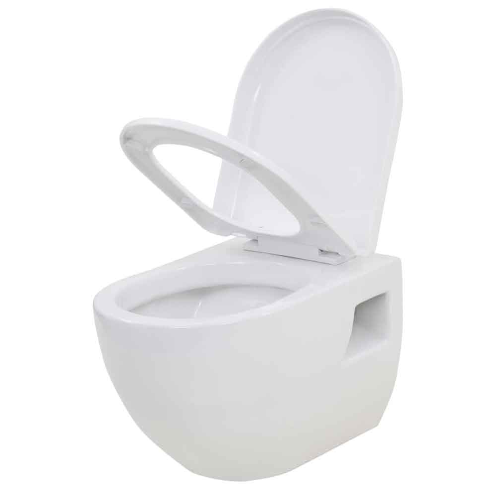 Abingdon White Wall Hung Toilet Pack With Black Flush Plate - Soft Close Seat