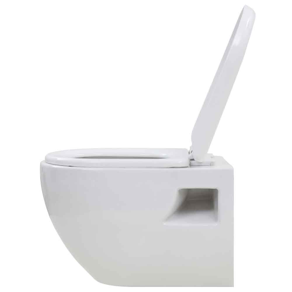 Abingdon White Wall Hung Toilet Pack With Black Flush Plate - Soft Close Seat