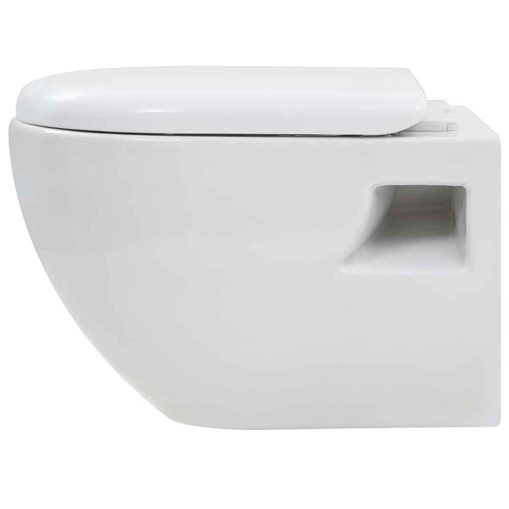 Abingdon White Wall Hung Toilet Pack With Black Flush Plate - Soft Close Seat