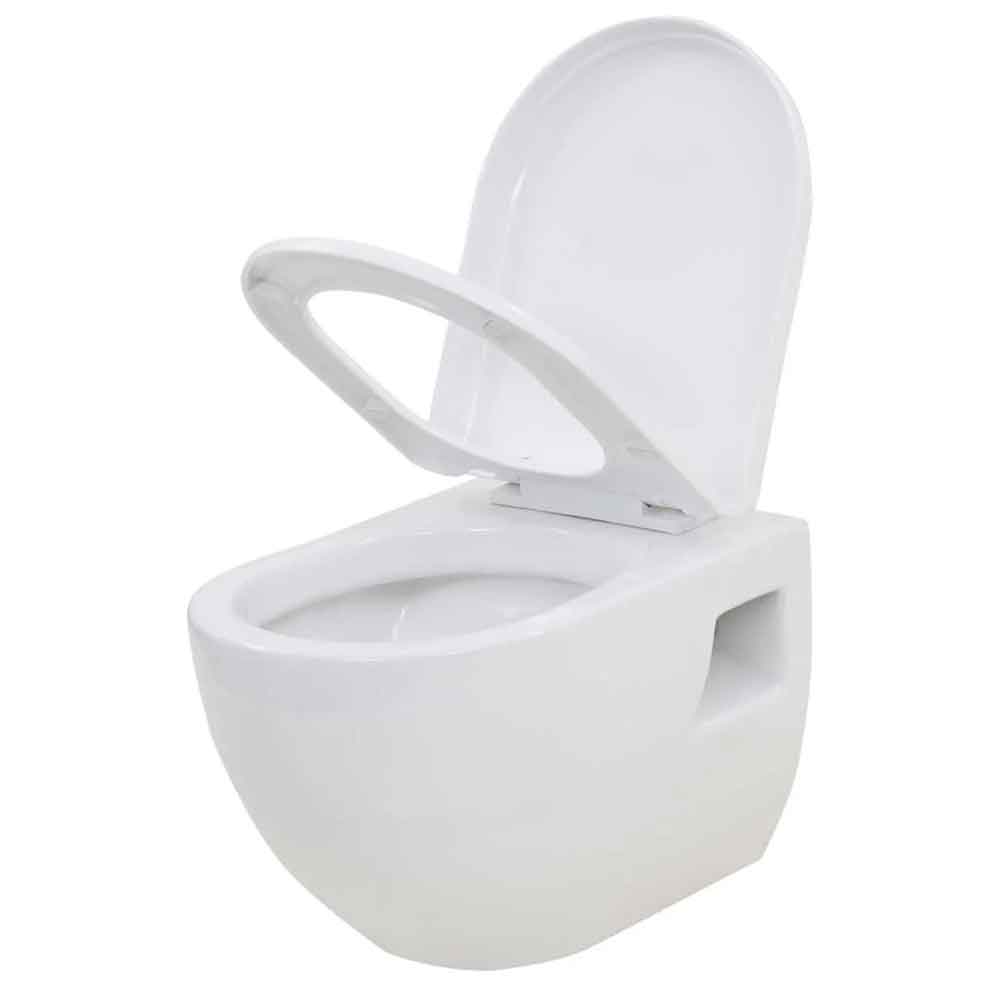 Abingdon White Wall Hung Toilet Pack With White Flush Plate - Soft Close Seat