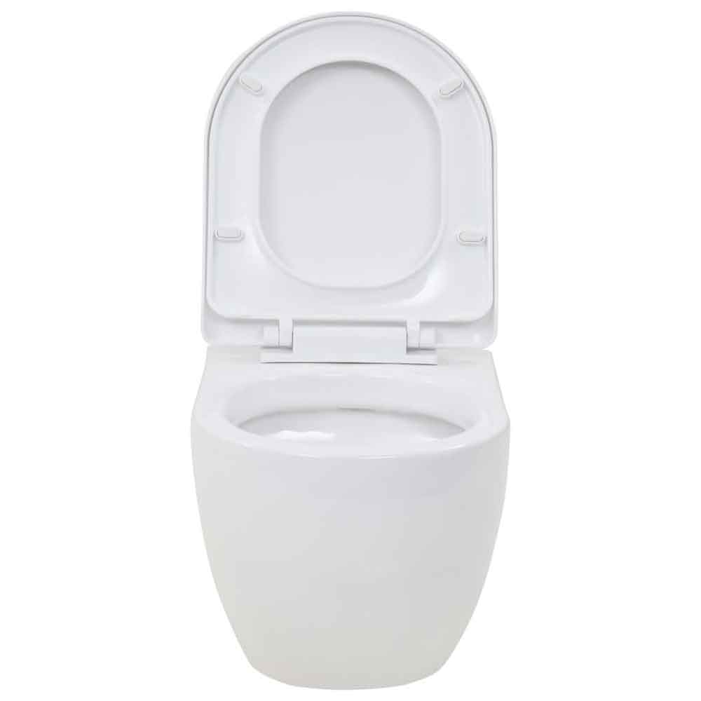 Abingdon White Wall Hung Toilet Pack With White Flush Plate - Soft Close Seat