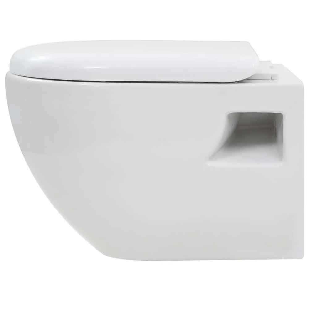 Abingdon White Wall Hung Toilet Pack With White Flush Plate - Soft Close Seat