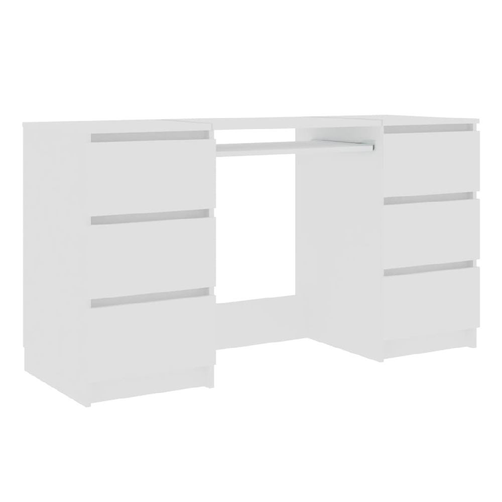 Abingdon Wooden Laptop Desk With 6 Drawers In White