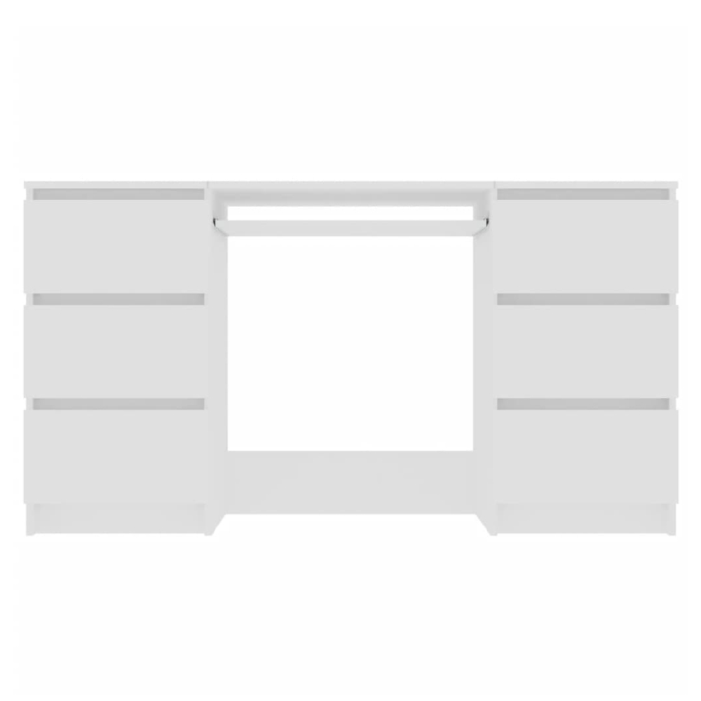 Abingdon Wooden Laptop Desk With 6 Drawers In White