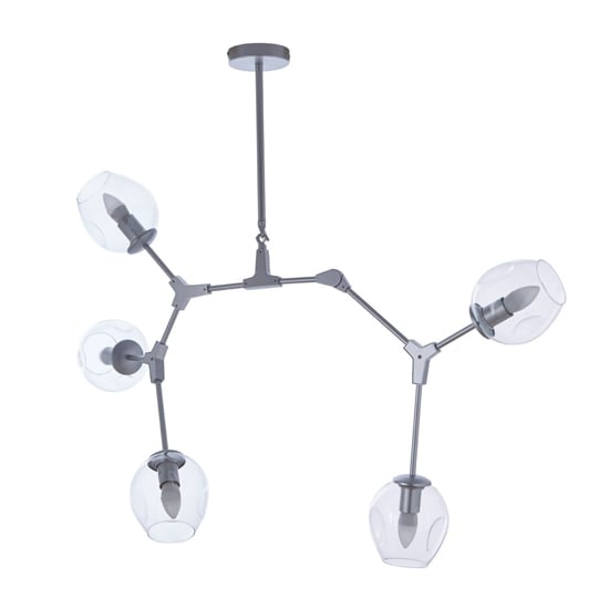 Read more about Abita 5 bulbs round shade pendant light in silver frame