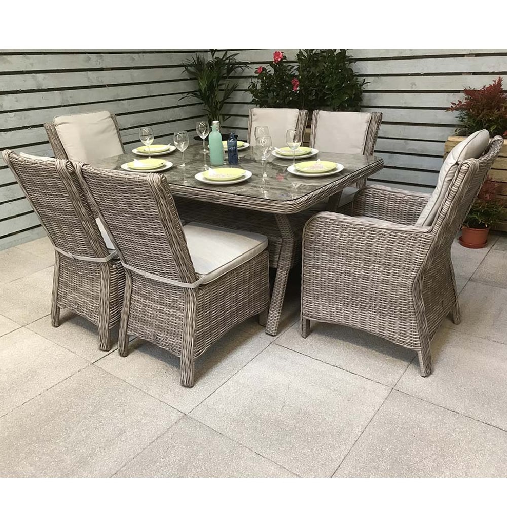 Aboba Glass Garden Dining Set With 2 Armchairs 4 Chairs In Grey