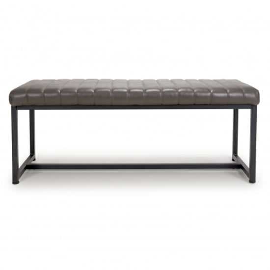 Aboba Leather Effect Dining Bench In Grey_2