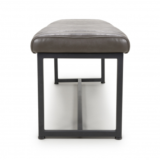 Aboba Leather Dining Bench With Metal Legs In Grey