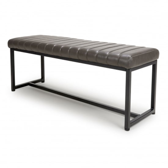 Aboba Leather Effect Dining Bench In Grey
