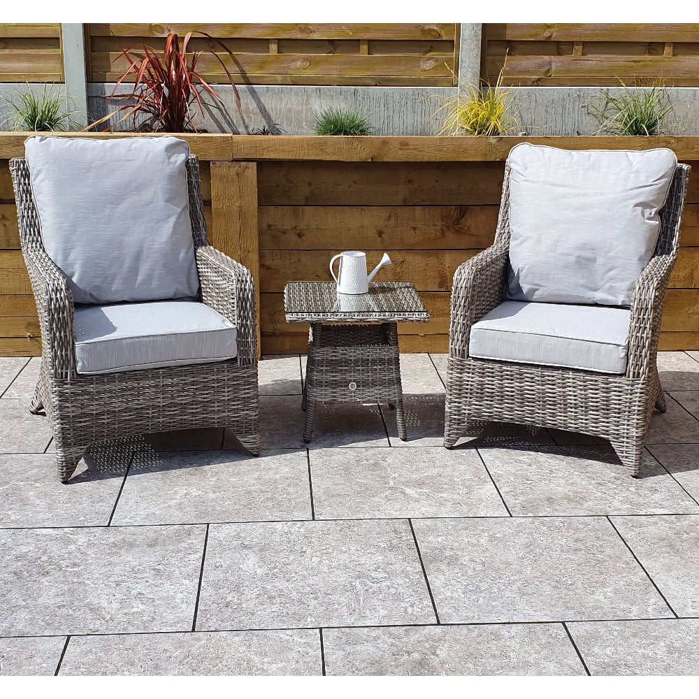 Aboba Rattan Garden Lounger Set In Grey