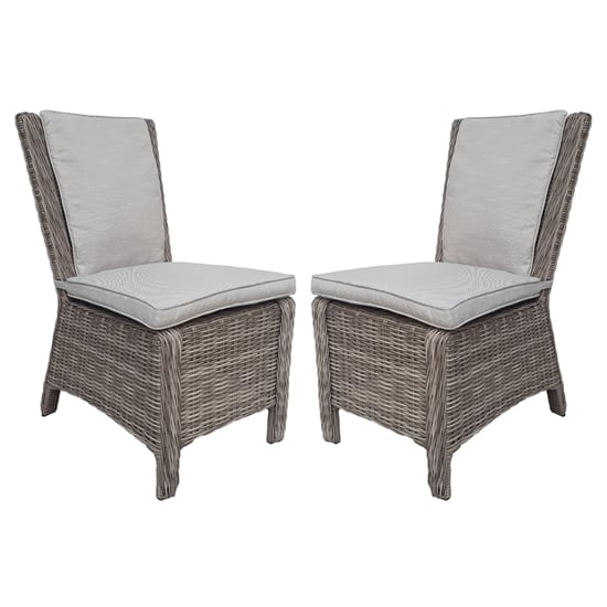 Photo of Abobo high back armless fine grey fabric dining chair in pair