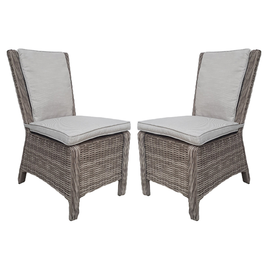 Product photograph of Abobo High Back Armless Fine Grey Fabric Dining Chair In Pair from Furniture in Fashion