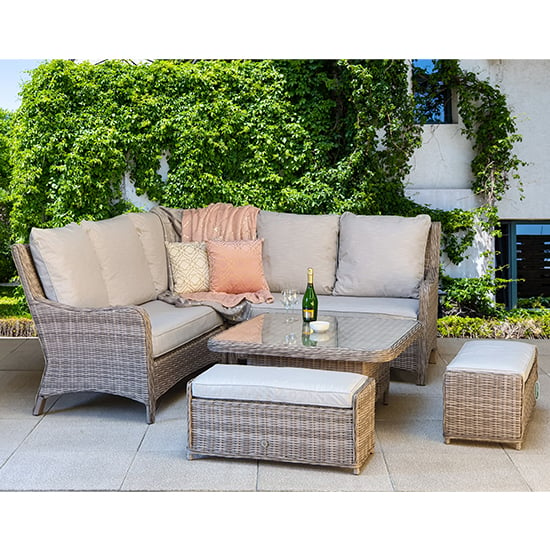 Product photograph of Abobo Corner Lounge Dining Set With 2 Benches In Fine Grey from Furniture in Fashion