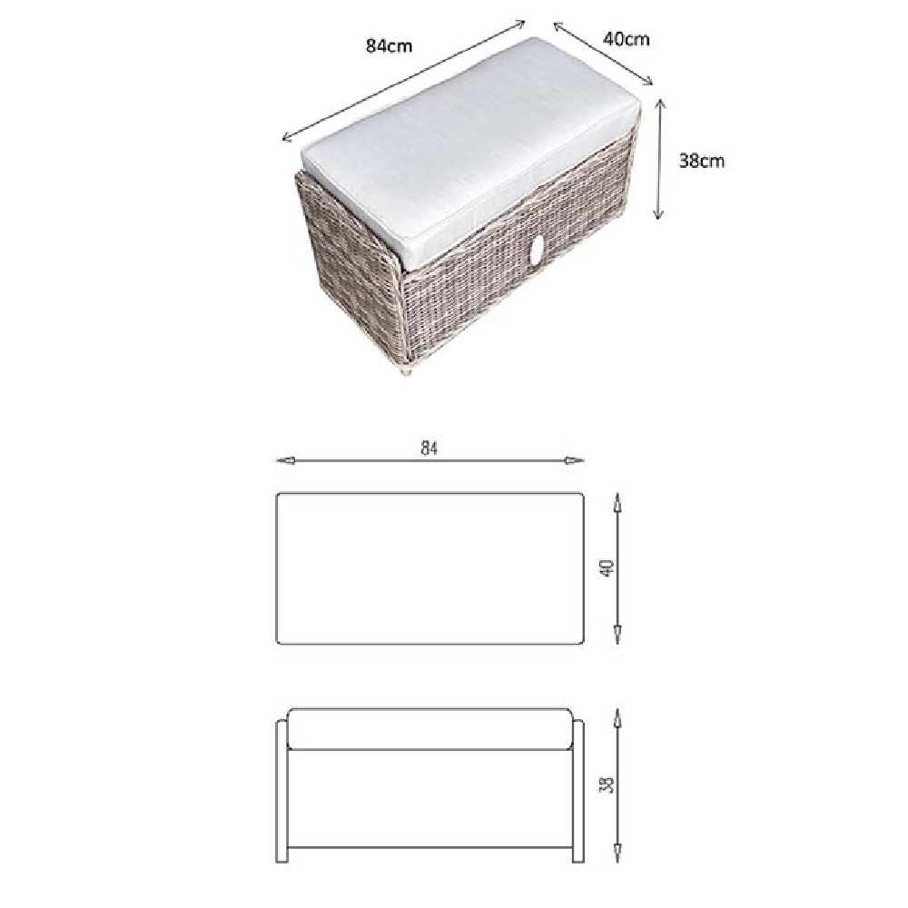Abobo Glass Top Garden Corner Dining Set With 2 Ottomans In Grey