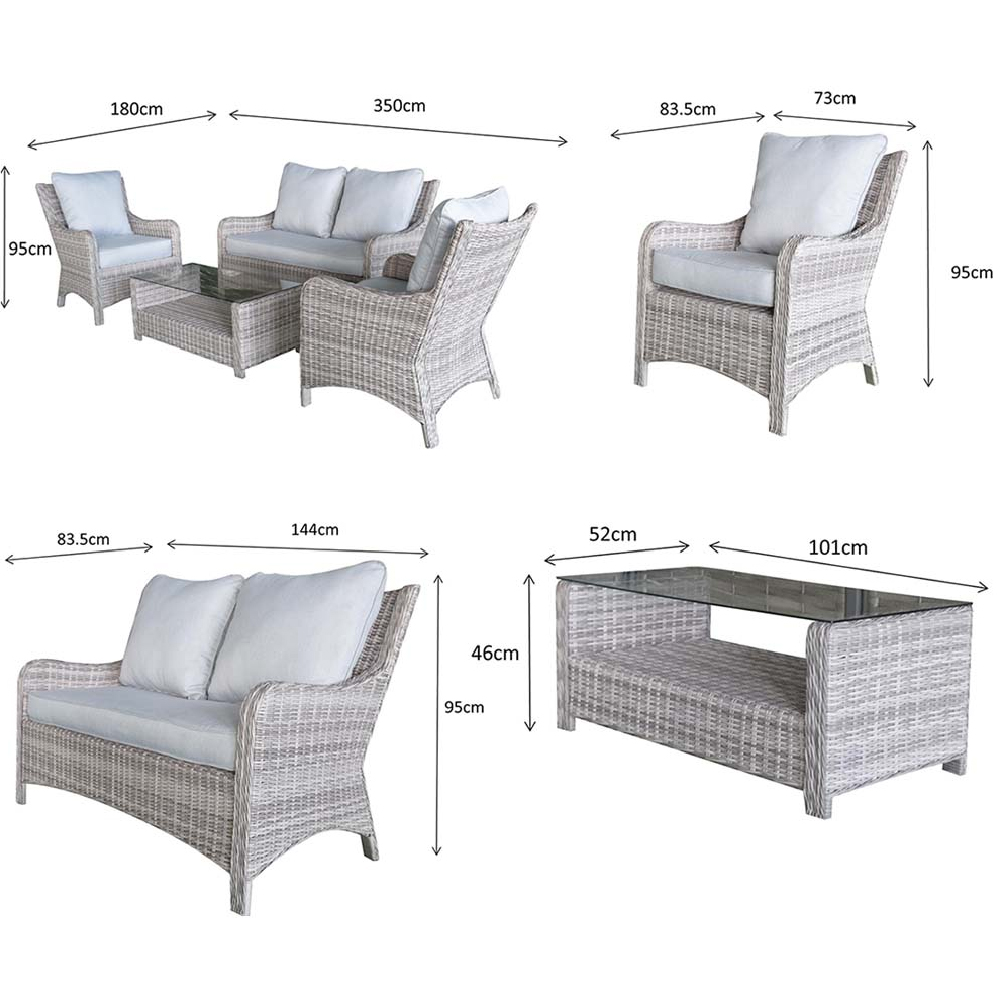 Abobo Glass Top Garden Corner Dining Set With 2 Ottomans In Grey