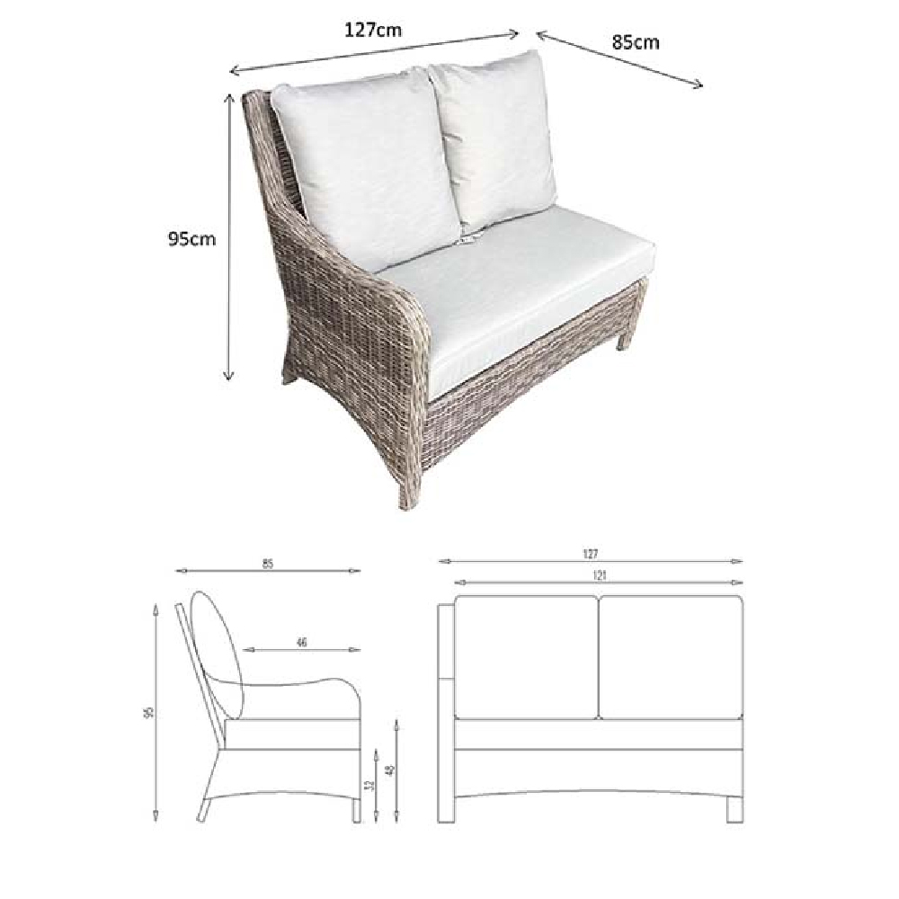 Abobo Glass Top Garden Corner Dining Set With 2 Ottomans In Grey