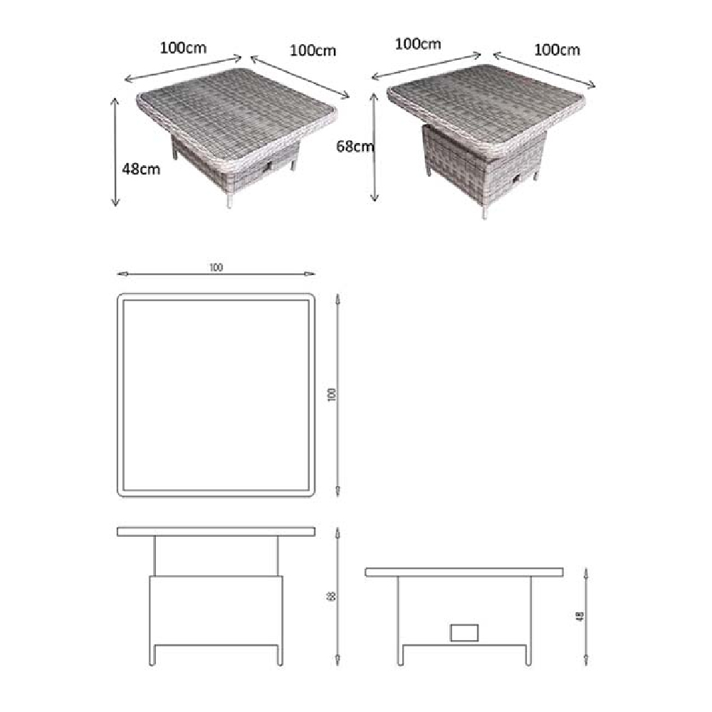 Abobo Glass Top Garden Corner Dining Set With 2 Ottomans In Grey