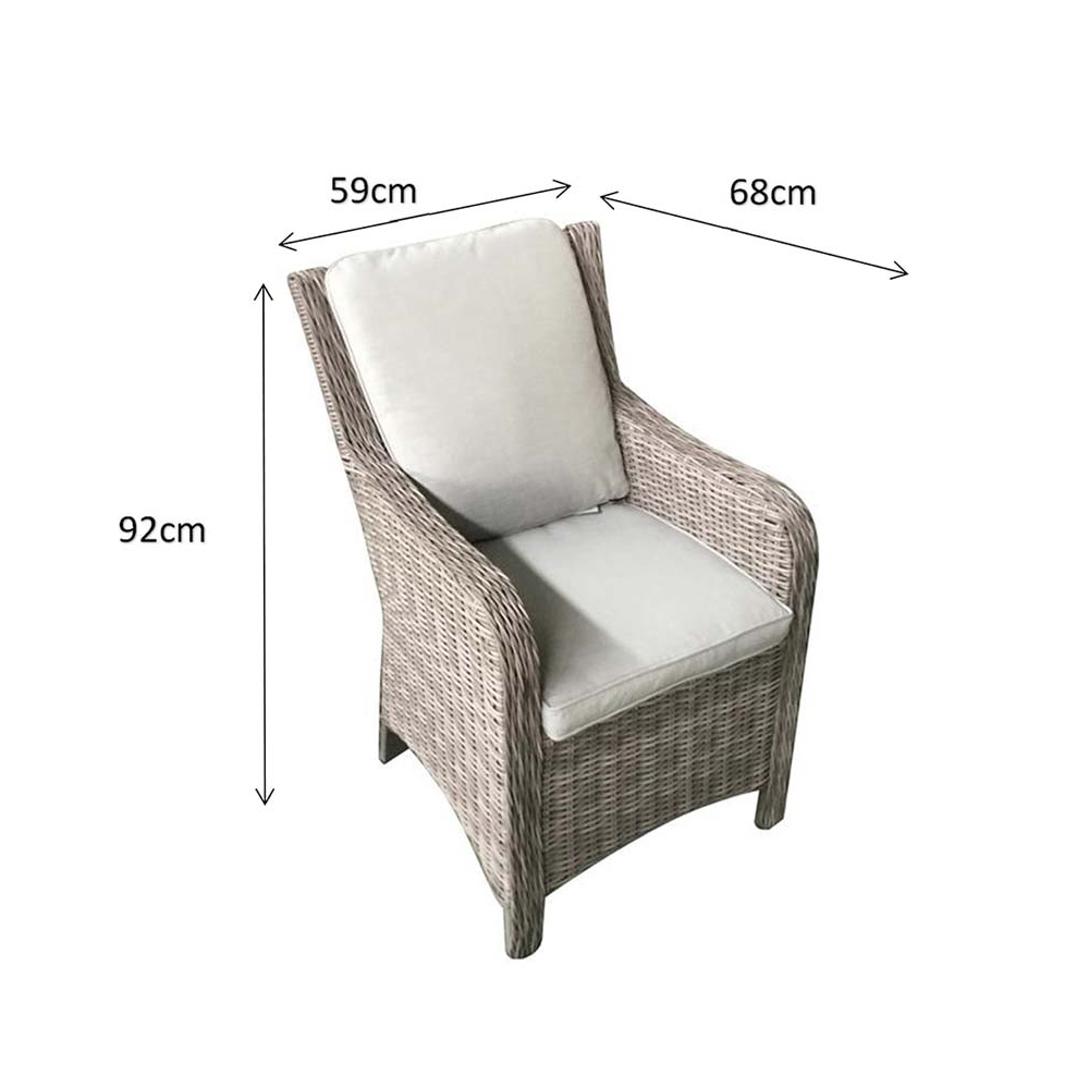 Abobo Grey Rattan Dining Armchairs With Cushions In Pair