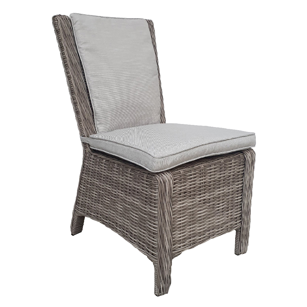 Abobo Grey Rattan Dining Chairs With Cushions In Pair
