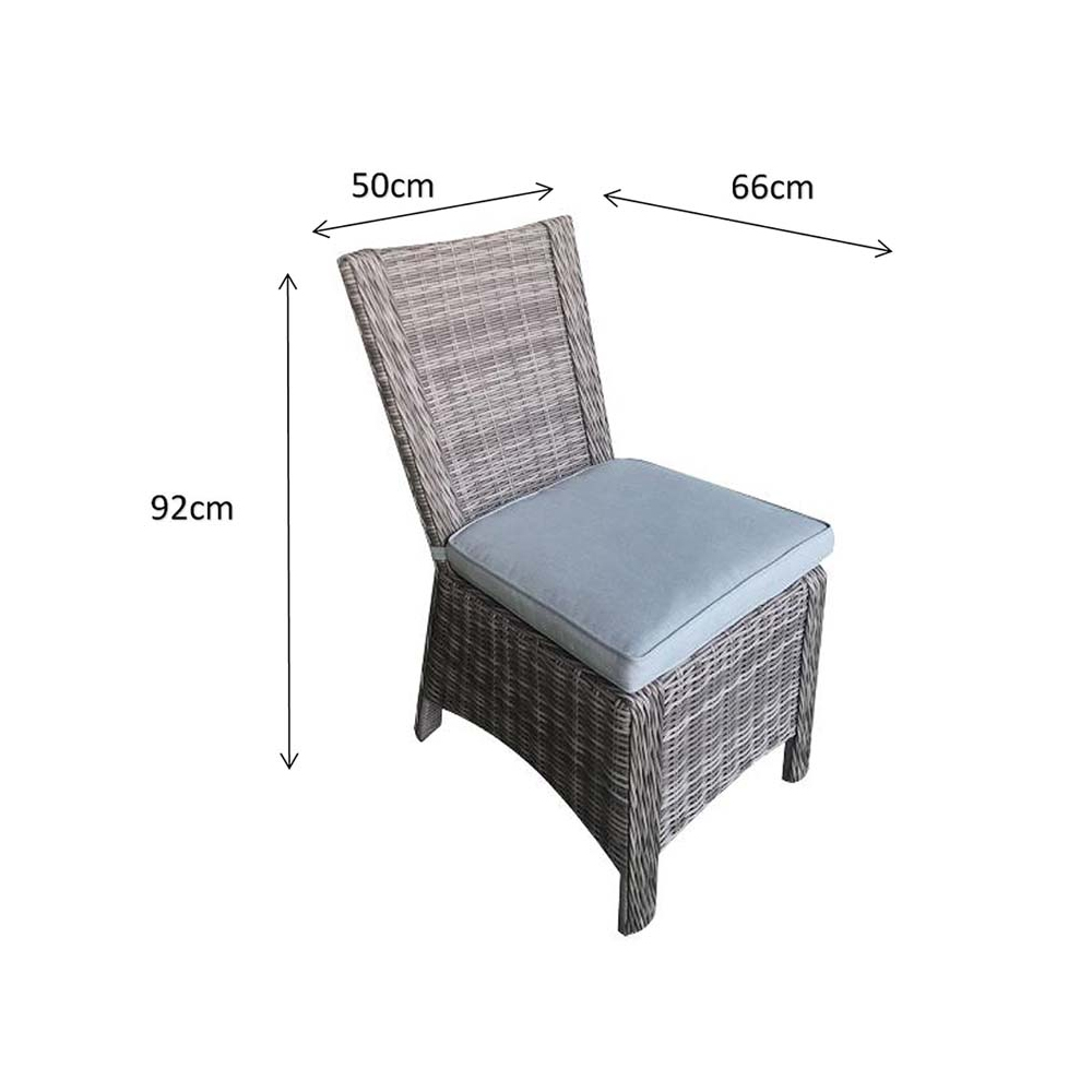 Abobo Grey Rattan Dining Chairs With Cushions In Pair
