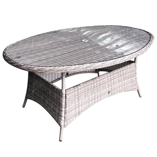 Photo of Abobo oval glass top dining table in fine grey