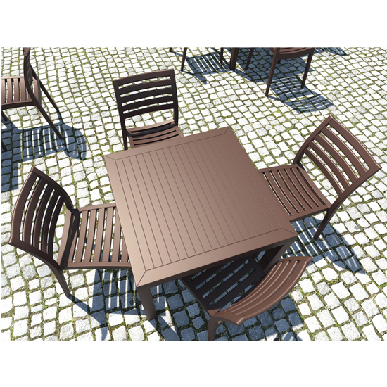 Aboyne Outdoor Square 80cm Dining Table In Brown_4