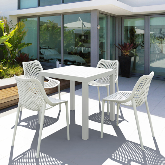 Aboyne Outdoor Square 80cm Dining Table In White_4