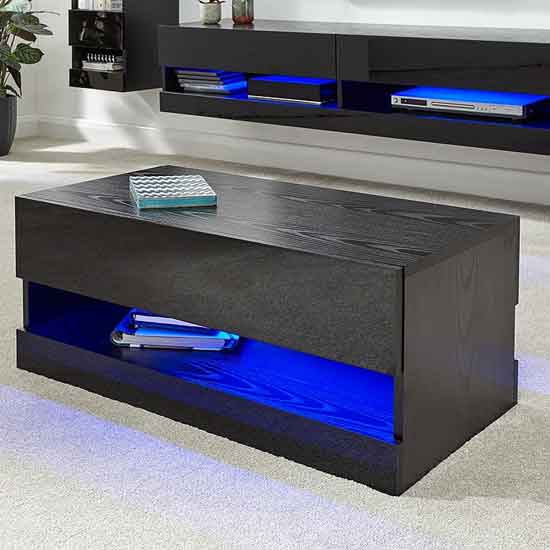 Photo of Goole led high gloss coffee table in black