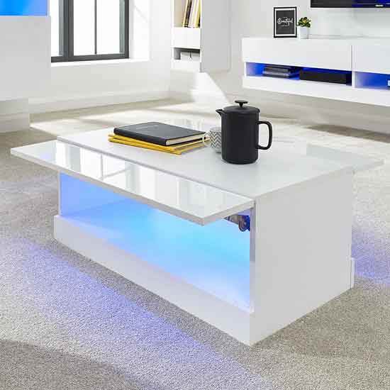 Goole LED High Gloss Coffee Table In White_2