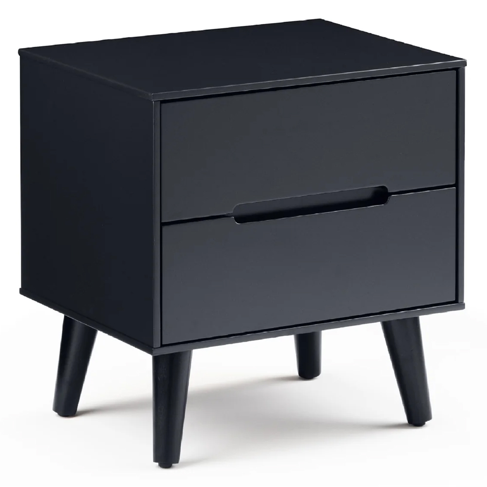 Abrina Wooden Bedside Cabinet With 2 Drawers - Anthracite