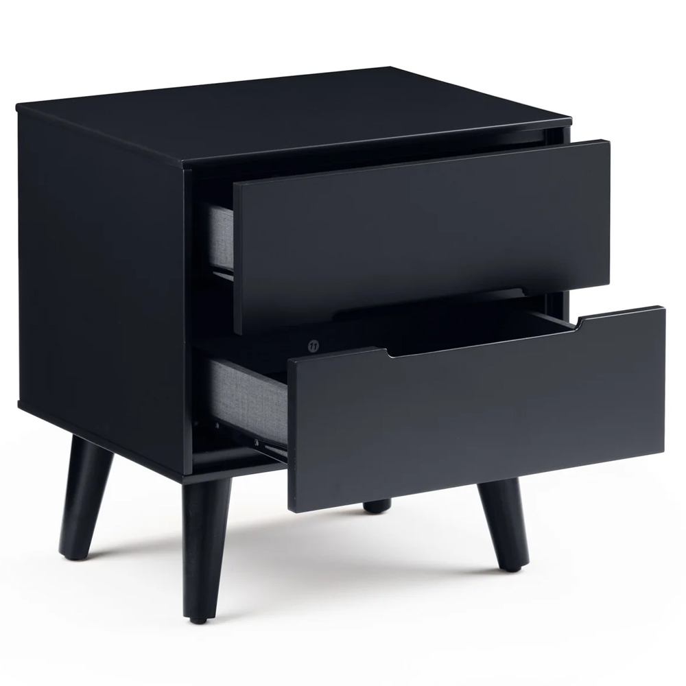 Abrina Wooden Bedside Cabinet With 2 Drawers - Anthracite