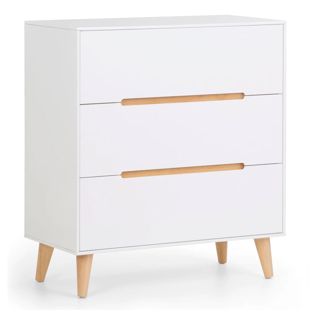 Abrina Wooden Chest Of 3 Drawers in Matt White And Oak