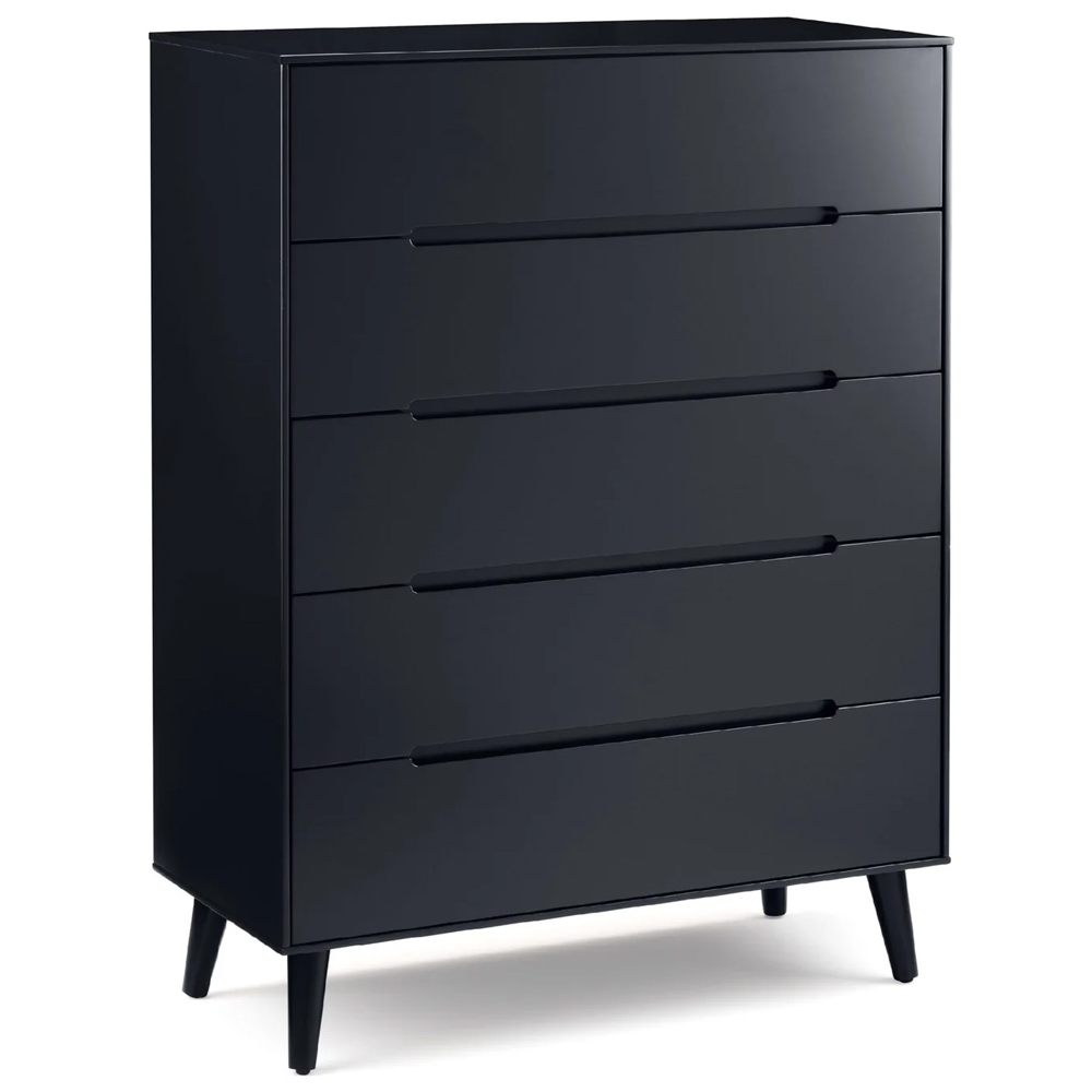 Abrina Wooden Chest Of 5 Drawers - Anthracite