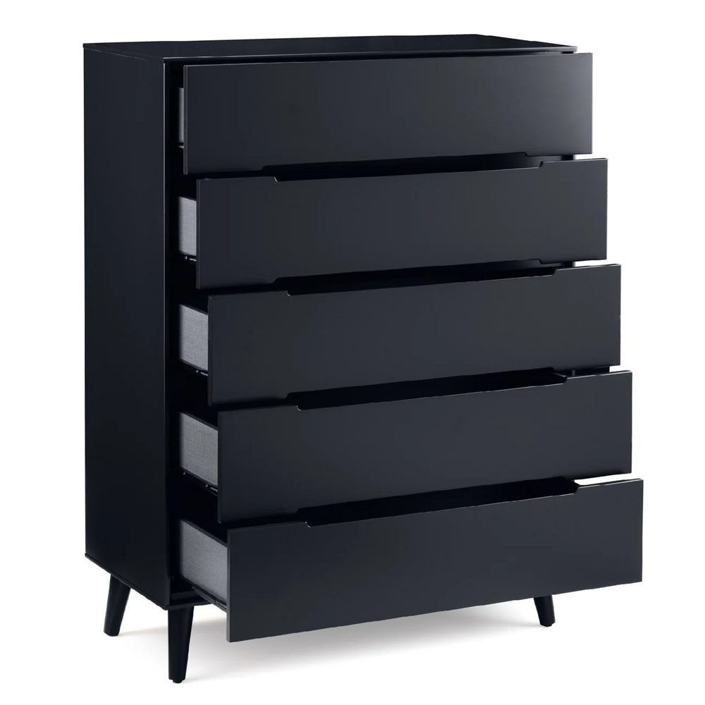 Abrina Wooden Chest Of 5 Drawers - Anthracite